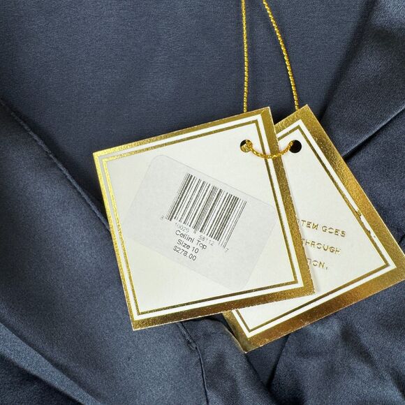 Luba‎ Cellini Silk Top Women's 10 Blue Button Casual Business Long Sleeve NWT - Picture 3 of 7